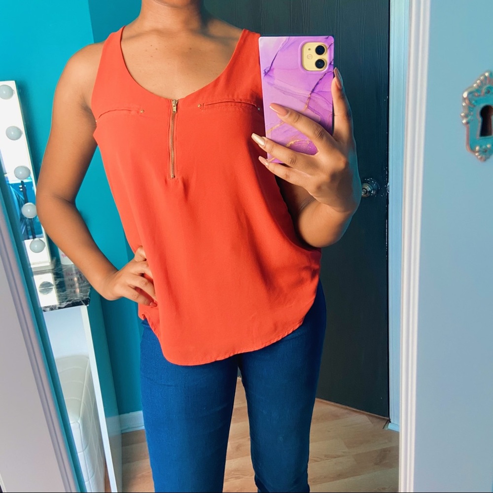 Charlotte Russe Orange Sleeveless Blouse, size S